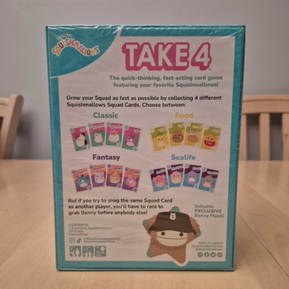 Collectible Squishmallows Take 4 Card Game + Benny The Bigfoot Plush - Brand New - Picture 4 of 6
